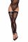 Панчохи без миска Noir Handmade F243 Tulle stockings with patterned flock embroidery, L