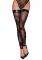 Панчохи без миска Noir Handmade F243 Tulle stockings with patterned flock embroidery, XXL