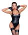 Боді з мокрим ефектом Noir Handmade F244 Powerwetlook body with high cut bottom hem, L