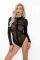 Боді під леопард Noir Handmade F287 Leopard flock bodysuit with long sleeves, M, довгий рукав