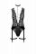 Боді Noir Handmade F297 Libido, L, чорне, мереживо, низ під латекс, відкритий доступ, гартери