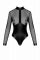 Боді Noir Handmade F321 Edge, M, низ під латекс, верх сітка, блискавка на все тіло, декор кільця