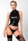 Топ Noir Handmade F324 Glam, XL, black, халтер, на блискавці, вінілові вставки, комір-стійка