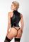 Топ Noir Handmade F324 Glam, XL, black, халтер, на блискавці, вінілові вставки, комір-стійка