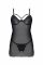 Пеньюар Passion DROSERA CHEMISE black, S/M, мереживний ліф зі стрепами, трусики в комплекті