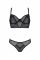 Комплект Passion DROSERA SET black S/M, сітка+мереживо, бюстьє та трусики танга