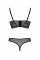 Комплект Passion DROSERA SET black S/M, сітка+мереживо, бюстьє та трусики танга
