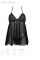 Пеньюар Passion KERRIA CHEMISE black, S/M, мереживний верх, трусики в комплекті