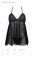 Пеньюар Passion KERRIA CHEMISE black, XXL/XXXL, мереживний верх, трусики в комплекті