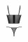 Комплект Passion KERRIA SET black, S/M, сітка+мереживо, бюстьє та стрінги