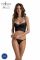 Комплект Passion KERRIA SET black, S/M, сітка+мереживо, бюстьє та стрінги