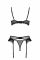 Комплект Passion KERRIA SET WITH OPEN BRA black, L/XL, бюстгальтер з відкритою чашкою, стрінги, пояс для панчіх
