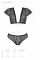 Комплект Passion LEAFA BIKINI black, XXL/XXXL, бюстгальтер-топ з рукавчиками, стрінги-шортики з вирізом