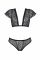Комплект Passion LEAFA BIKINI black, XXL/XXXL, бюстгальтер-топ з рукавчиками, стрінги-шортики з вирізом