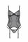 Корсет Passion LEAFA CORSET black S/M, м'які чашки, затискачі для панчіх, стрінги в комплекті