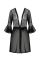 Пеньюар Passion LEAFA PEIGNOIR black, L/XL, довжина трохи вище коліна, широкі рукави, зав'язується на пояс