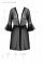 Пеньюар Passion LEAFA PEIGNOIR black, XXL/XXXL, довжина трохи вище коліна, широкі рукави, зав'язується на пояс