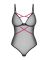 Боді Obsessive Novenes teddy, XS/S, прозоре, чашки на кісточках, декор у вигляді стрічок