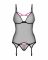 Корсет Obsessive Novenes corset & thong, M/L, прозорий, відкрита спина, стрінги в комплекті