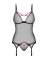 Корсет Obsessive Novenes corset & thong, XL/2XL, прозорий, відкрита спина, стрінги в комплекті