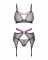 Комплект Obsessive Novenes 3-pcs set, M/L, прозорий ліф на кісточках, стрінги, пояс