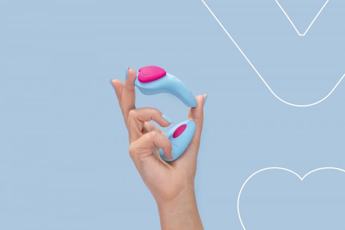 Вібратор у трусики FairyGasm HeartGem blue, на магніті, пульт ДК