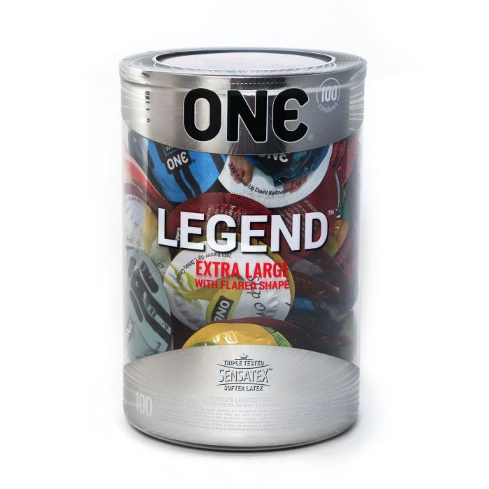 Набір презервативів ONE Legend XL, 100 шт, збільшений розмір, розширення на кінці, паковання-тубус