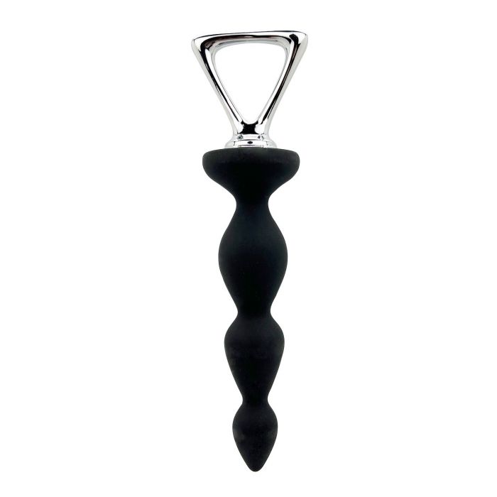 Анальний ланцюжок Adrien Lastic Arrow II, чорний, силіконовий, гнучкий, з металевою ручкою, діаметр 3,2 см