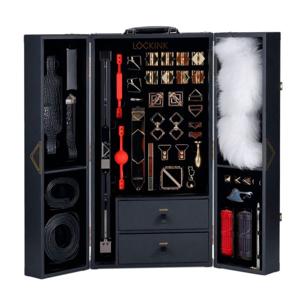 БДСМ-набір LOCKINK All-in-1 BDSM Play Kit, чорний, шкіра з тисненням, предмети для бондажу, шибарі, ваксплею