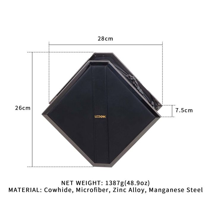 Сумка для секс-іграшок LOCKINK Mysterious Square Kink Bag, чорна, набір для бондажу в комплекті