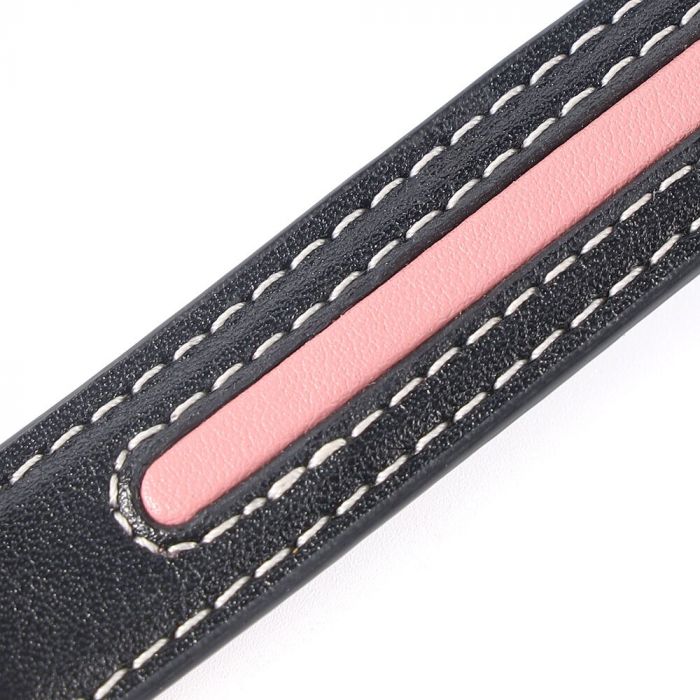Нашийник з повідцем LOCKINK SEVANDA Love Heart Butterfly Leather Collar Set, чорно-рожевий, з бантом
