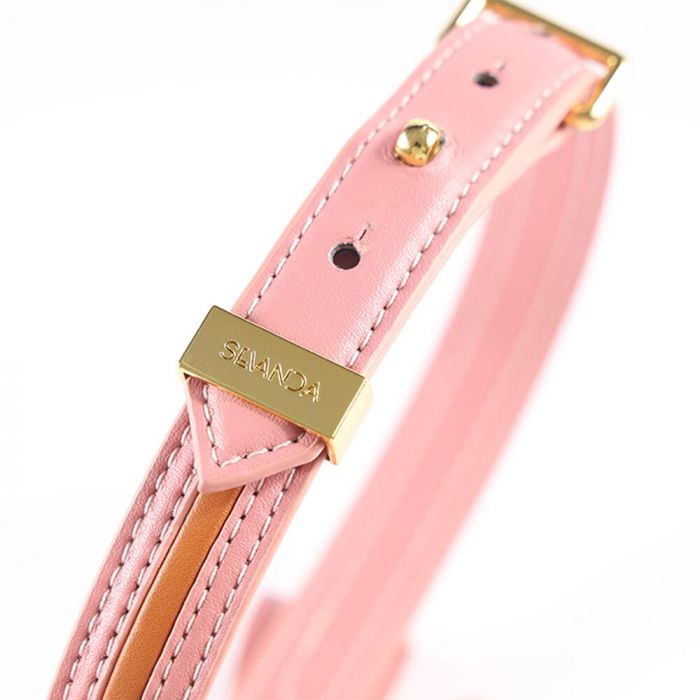 Нашийник з повідцем LOCKINK SEVANDA Love Heart Butterfly Leather Collar Set, рожевий, з бантом