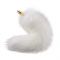 Металева анальна пробка з хутряним хвостом LOCKINK SEVANDA White Fox-Tail Anal Rose-shape Plug