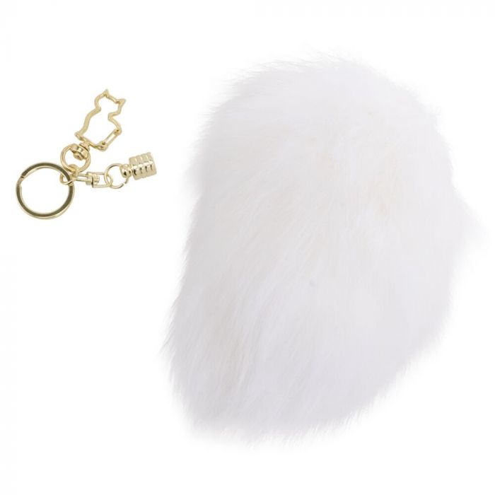 Металева анальна пробка — кролячий хвіст LOCKINK SEVANDA White Bunny-Tail Anal Pear-shape Plug