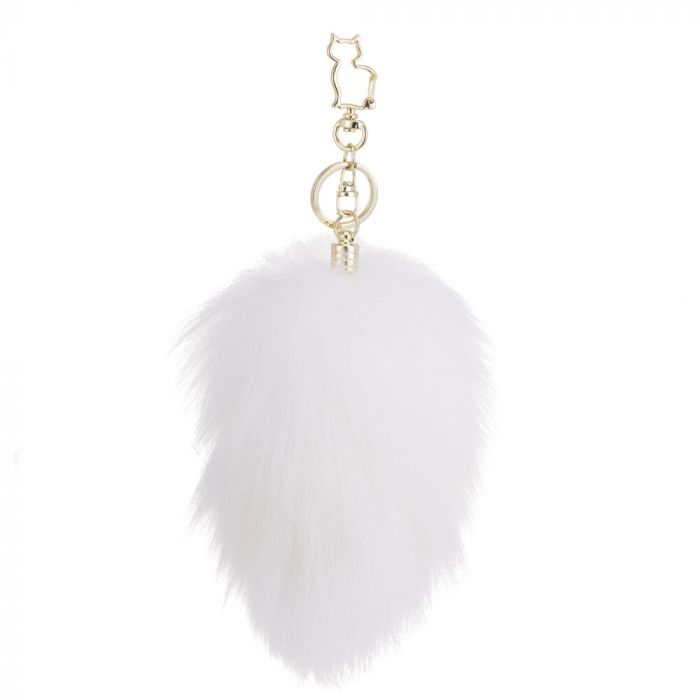 Металева анальна пробка — кролячий хвіст LOCKINK SEVANDA White Bunny-Tail Anal Pear-shape Plug
