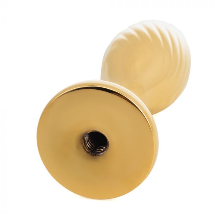 Металева анальна пробка — кролячий хвіст LOCKINK SEVANDA White Bunny-Tail Anal Pear-shape Plug