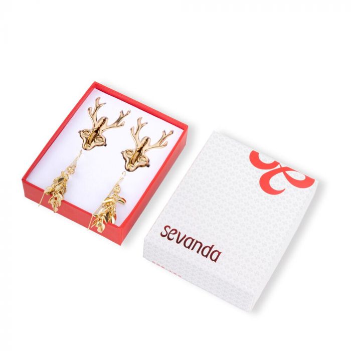 Затискачі для сосків LOCKINK SEVANDA Stag Adjustable Nipple Clamps, золотисті, зі знімними підвісками