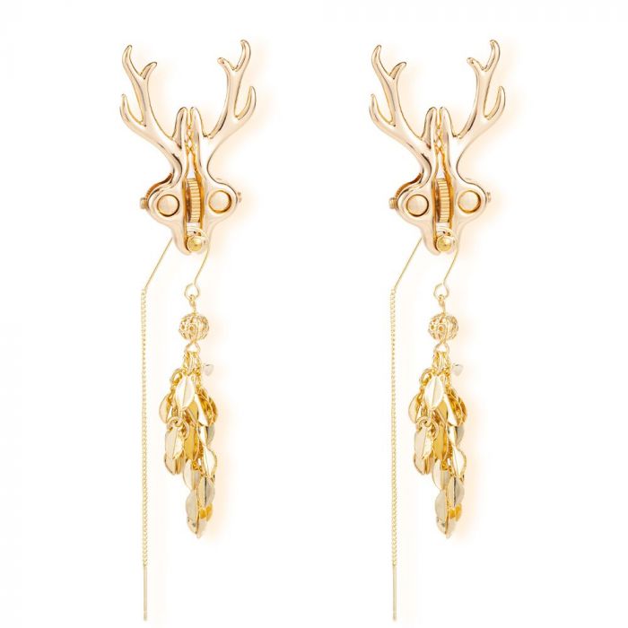 Затискачі для сосків LOCKINK SEVANDA Stag Adjustable Nipple Clamps, золотисті, зі знімними підвісками