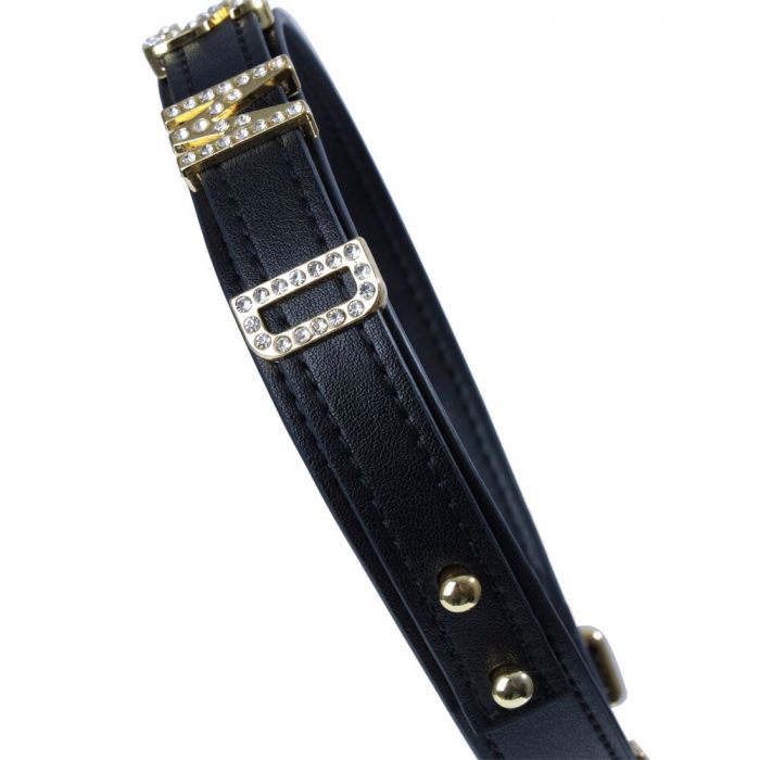 Нашийник LOCKINK Dark DIY Alphabet Collar, чорний, штучна шкіра, букви зі стразами