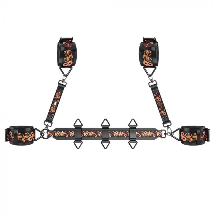 БДСМ-набір LOCKINK The Flowering Serpent Bondage Set, чорний, з малюнком у вигляді змій, 12 предметів