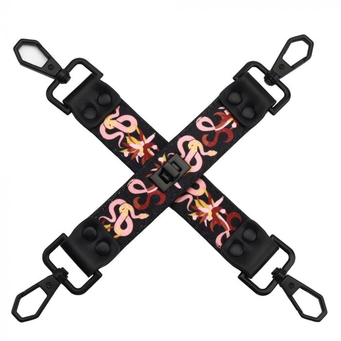 БДСМ-набір LOCKINK The Flowering Serpent Bondage Set, чорний, з малюнком у вигляді змій, 12 предметів