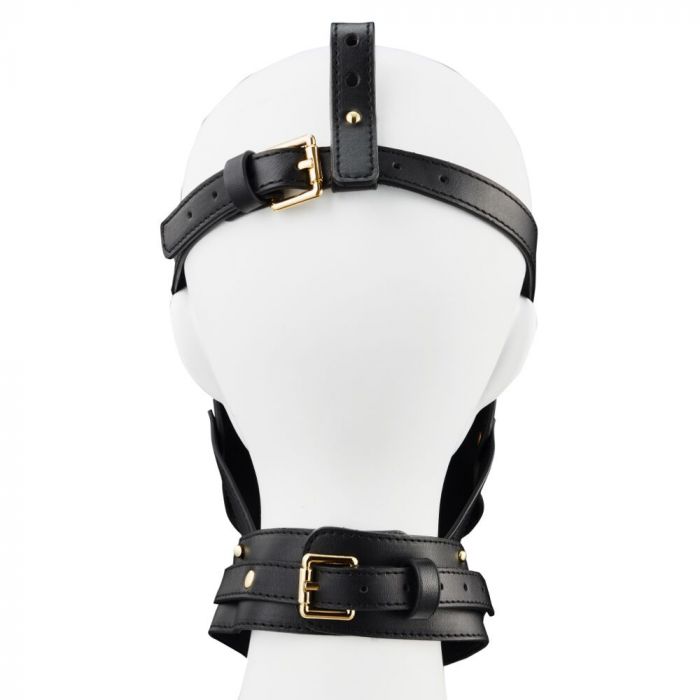 Маска-збруя для мінету з повідцем LOCKINK SEVANDA Blowjob Head Muzzle with Leash, чорна