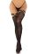 Панчохи Leg Avenue Thigh highs with garter top, One Size, чорні, з еластичними підв’язками на кільцях
