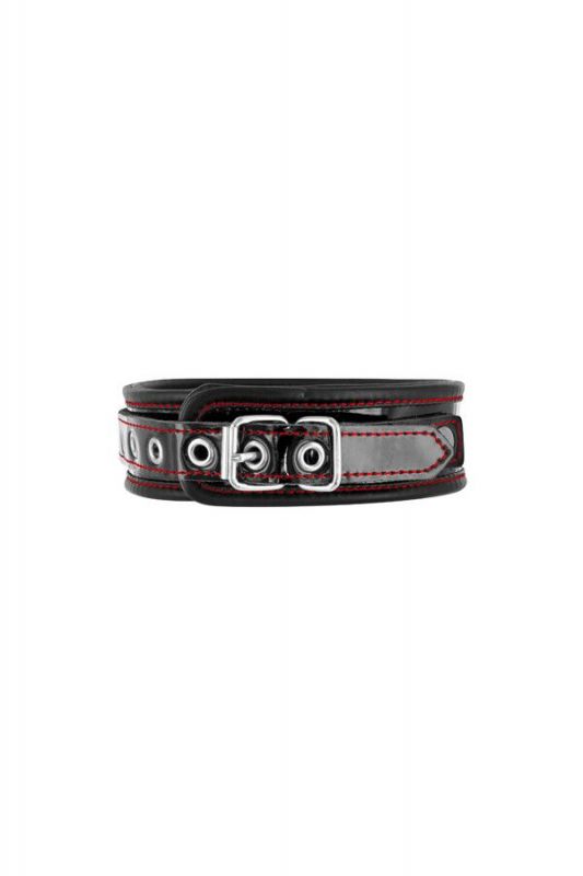 Нашийник із натуральної шкіри Fetish Tentation Premium Patent leather choker, кріпильне кільце