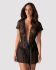 Пеньюар Obsessive Alluria peignoir & thong, S/M, прозорий, з мереживом, пояс, трусики в комплекті