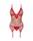 Корсет Obsessive Jollymore corset, XS/S, у клітинку, з мереживом, пажі для панчіх, стрінги в комплекті