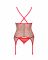 Корсет Obsessive Jollymore corset, M/L, у клітинку, з мереживом, пажі для панчіх, стрінги в комплекті