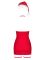Новорічна сорочка Obsessive Kissmas chemise 2XL/3XL, червона, чокер, гартери та шапочка з помпоном
