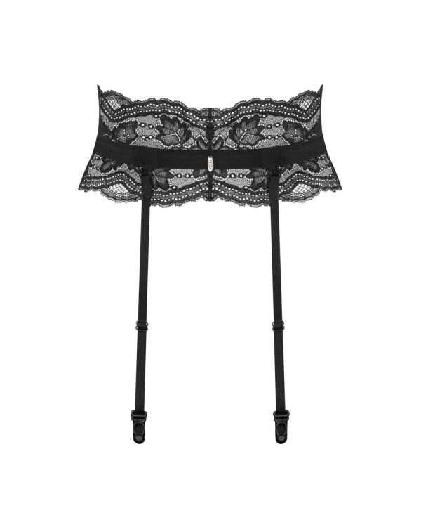 Пояс для панчіх Obsessive Nutris garter belt, XL/2XL, мереживний, з довгими пажами