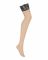 Панчохи Obsessive Nutris stockings, XS/S, тілесні, з чорним мереживом, під пояс
